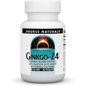 Source Naturals Ginkgo-24 - Ginkgo Biloba Extract 120 mg Supports Mental Acuity - 30 Tablets