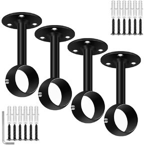 دعامة قضيب ستارة السقف، حوامل قضيب ستارة شديدة التحمل للجدار، شماعات ستارة السقف السوداء، دعامات دعم قضيب خزانة الستائر لأعمدة الستائر 1-1/4 انش، عبوة من 6 قطع in Kuwait