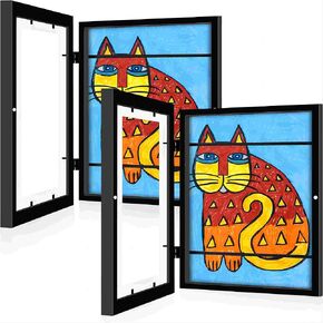 إطارات عمل فنية للأطفال، إطارات صور فنية للأطفال بفتحة أمامية مقاس 8.5 × 11، شاشة قابلة للتغيير، إطارات تخزين عرض الأعمال الفنية للأطفال، صورة ثلاثية الأبعاد، حرف يدوية، مشاريع فنية، فن معلق (عبوتان باللون الأسود) in Kuwait