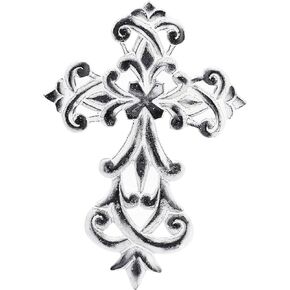 PURESTORY 8.5 Inch Decorative Wall Cross Metal Decorations For Home.Religious Metal Hanging Cross Wall Decor.Metal Cross Wall Decor Art for Home - Antique Rustic Blue