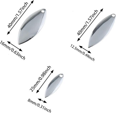 Fishing Spoons Blade ZZHXSM 30PCS Fishing Spinner Blade Colorado Willow Kit, Spoon Easy Spin Spinner Bait, DIY Lure Kit Making Spinner Tackle Accessory, 10PCS for Each Size in Saudi Arabia