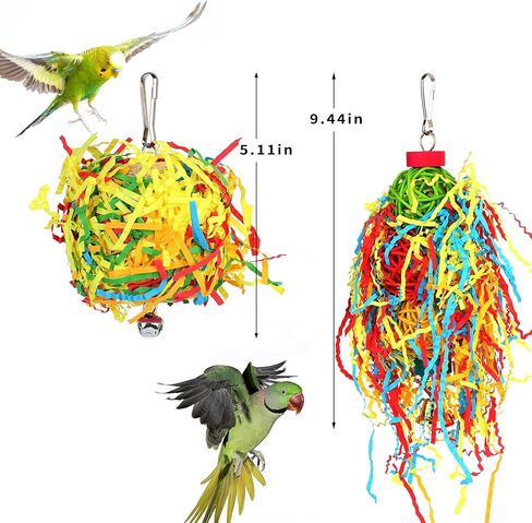 HOMELYLIFE 5PCS Bird Shredder Toys for Parrot Parakeets Foraging Chewing Toys Cockatiel Loofah Toys, Hanging Bird Toys Cage Accessories for Cockatiels,Conures,Medium/Small Parrots,Lovebirds,Budgie in Kuwait