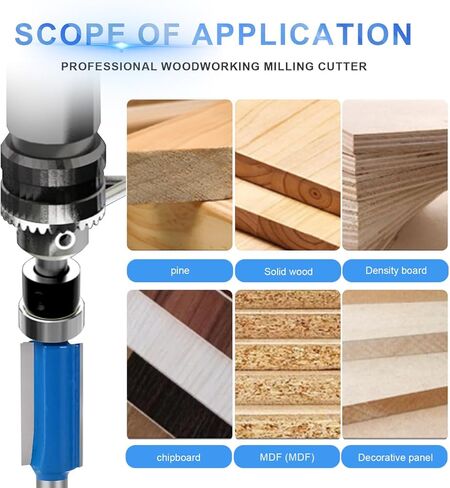 10 PCS Flush Trim Router Bit Set 1/4 Inch Shank, 4 Flush Trim Router Bits, 4 Pattern Flush Trim Router Bits with 2 Impact Magnetic Bits, 6 Bearings, 2 Wrenches for Wooden Materials in Kuwait