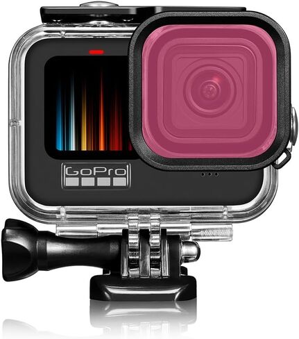 بي وايرليس حافظة مقاومة للماء مع 3 قطع فلتر غوص لكاميرا جوبرو هيرو 12/11/10/9 تدعم 60 متر/196 قدم، حافظة غوص تحت الماء مع فلتر احمر فاتح احمر وارجواني فاتح in Kuwait