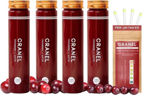 CRANEL UTI Support Cranberry Elixir، 4X زجاجات (إمداد شهري) مثبتة سريريًا وخالية من المضادات الحيوية، معبأة بـ 3000 توت بري حقيقي (مذاق لاذع) نباتي وغير معدل وراثيًا، بدون سكر مضاف in Saudi Arabia