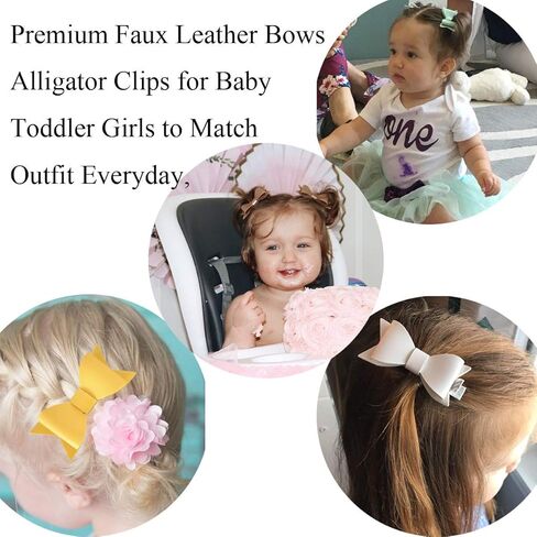 20 قطعة من مشابك شعر جلدية من Yazon بفيونكات شعر من الجلد للأطفال بأطراف ممزوجة بألوان مختلفة in Kuwait