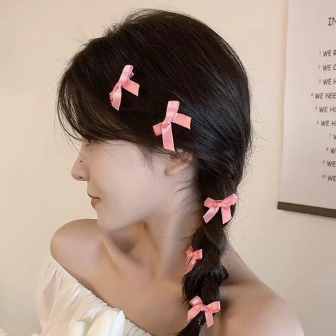 FMR 6PCS Mini Pink Bow Hair Clips Cute Bowknot Hair Clips Ballet Bow Hair Clips Baby Toddler Hair Clips for Women and Girls in Kuwait
