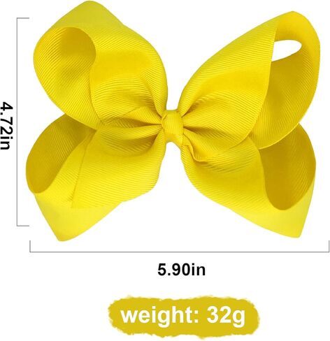 4 قطع كبيرة من شريط Grosgrain مصنوع يدويًا مقاس 6 بوصات، فيونكات شعر بلون سادة، مشابك تمساح، إكسسوارات شعر للفتيات الصغيرات في سن المراهقة، مجموعة من 4 قطع (أبيض) in Kuwait