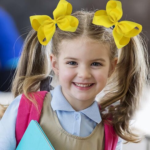 4 قطع كبيرة من شريط Grosgrain مصنوع يدويًا مقاس 6 بوصات، فيونكات شعر بلون سادة، مشابك تمساح، إكسسوارات شعر للفتيات الصغيرات في سن المراهقة، مجموعة من 4 قطع (أبيض) in Kuwait