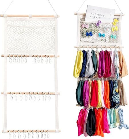 حامل فيونكات للشعر للبنات، حامل عصابة راس بسعة كبيرة، منظم تخزين مشابك الشعر، منظم اكسسوارات الشعر، ديكور معلق على الحائط لغرفة الفتيات، خزانة باب حضانة الاطفال (تصميم مطور) in Kuwait