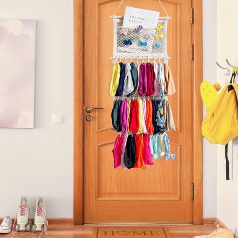 حامل فيونكات للشعر للبنات، حامل عصابة راس بسعة كبيرة، منظم تخزين مشابك الشعر، منظم اكسسوارات الشعر، ديكور معلق على الحائط لغرفة الفتيات، خزانة باب حضانة الاطفال (تصميم مطور) in Kuwait