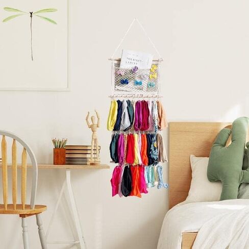 حامل فيونكات للشعر للبنات، حامل عصابة راس بسعة كبيرة، منظم تخزين مشابك الشعر، منظم اكسسوارات الشعر، ديكور معلق على الحائط لغرفة الفتيات، خزانة باب حضانة الاطفال (تصميم مطور) in Kuwait