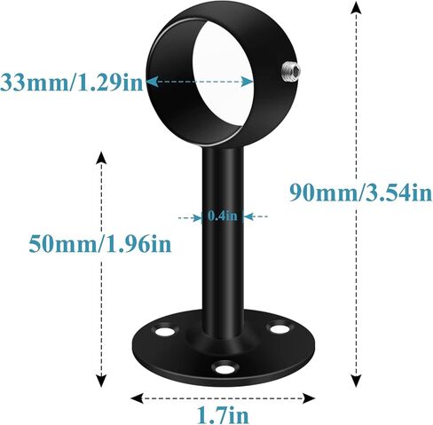 دعامة قضيب ستارة السقف، حوامل قضيب ستارة شديدة التحمل للجدار، شماعات ستارة السقف السوداء، دعامات دعم قضيب خزانة الستائر لأعمدة الستائر 1-1/4 انش، عبوة من 6 قطع in Kuwait