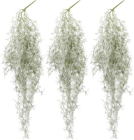 فليرف 3 عبوات من الطحالب الاسبانية المزيفة للنباتات المحفوظة بوعاء، اكليل طحالب صناعي معلق، نباتات طحالب خضراء صناعية للحرف اليدوية والديكور الداخلي والخارجي in Kuwait