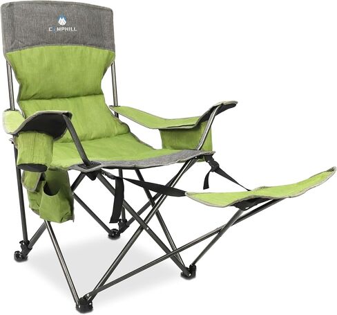 CAMPHILL Portable Camping Chair with Detachable Footrest Portable Lounge Chair with Cup Holder and Storage Bag, Heavy Support 300lbs in Kuwait