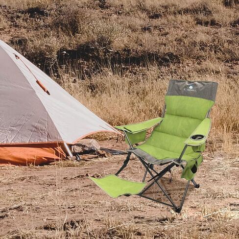 CAMPHILL Portable Camping Chair with Detachable Footrest Portable Lounge Chair with Cup Holder and Storage Bag, Heavy Support 300lbs in Kuwait