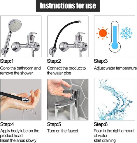 Shower Enema System with On/Off Switch, Reusable Shower Douche for Men and Women Portable Cleaning，Enema Nozzle Kit for Most Shower Systems ABS Black in Kuwait
