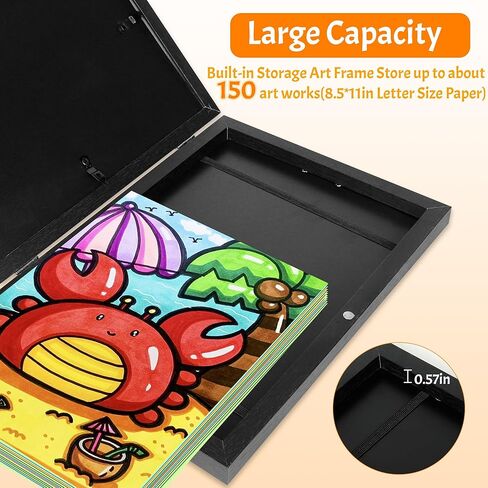 إطارات عمل فنية للأطفال، إطارات صور فنية للأطفال بفتحة أمامية مقاس 8.5 × 11، شاشة قابلة للتغيير، إطارات تخزين عرض الأعمال الفنية للأطفال، صورة ثلاثية الأبعاد، حرف يدوية، مشاريع فنية، فن معلق (عبوتان باللون الأسود) in Kuwait