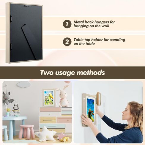 Barydat 4 Pcs Kids Artwork Frames 13'' x 9.5'' Front Opening Frames Holds 11.8'' x 8.3'' Artworks Changeable Art Frame Display A4 Artwork Frames Hanging Wall Decor for Drawing Crafting Storage (Wood) in Saudi Arabia