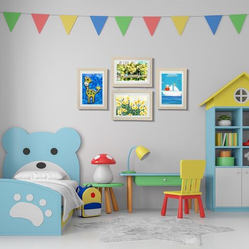 Barydat 4 Pcs Kids Artwork Frames 13'' x 9.5'' Front Opening Frames Holds 11.8'' x 8.3'' Artworks Changeable Art Frame Display A4 Artwork Frames Hanging Wall Decor for Drawing Crafting Storage (Wood) in Saudi Arabia