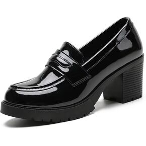 أحذية بدون كعب عصرية للنساء، أحذية بدون كعب من الجلد اللامع، أحذية بدون كعب بمنصة سوداء، أحذية أوكسفورد بكعب متوسط ​​عتيق، أحذية بمقاسات كبيرة in Kuwait