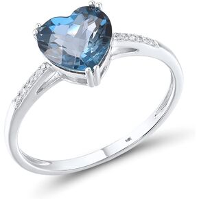 Santuzza 10K Solid Gold Solitaire Gemstone Genuine Diamond Ring for Women