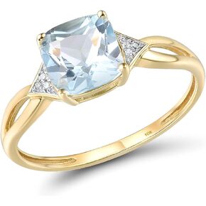 Santuzza 10K Solid Gold Solitaire Gemstone Genuine Diamond Ring for Women in Saudi Arabia