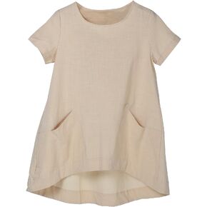 Minibee Women's Cotton Linen Short Sleeve Tunic/Top Tees