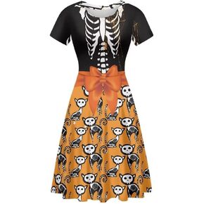 PinUp Angel Women's Cute Print Short Sleeve Unique Casual Flared A Line Party Short Dress in Kuwait