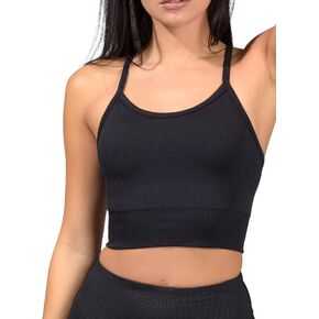 90 Degree By Reflex Womens Seamless Cami Longline Bra - Round Neck Workout Racerback Tank Top