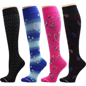 Dr. Motion 4 Pairs Pack Women's Graduated Compression Knee High Socks