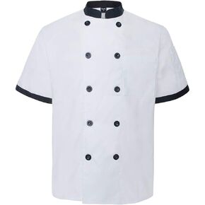 TOPTIE Unisex Short Sleeve Chef Coat Jacket