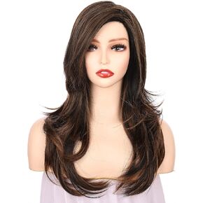 Onedor Full Head Beautiful Long Curly Wave Stunning Wig Charming Curly Costume Wigs with Fringe (24H613 Blonde Highlights)