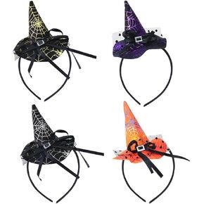 Lurrose 4pcs Witch Hat Headband, Halloween Dress Up Hairband Spider Web Witch Hair Accesory for Halloween Christmas in Saudi Arabia