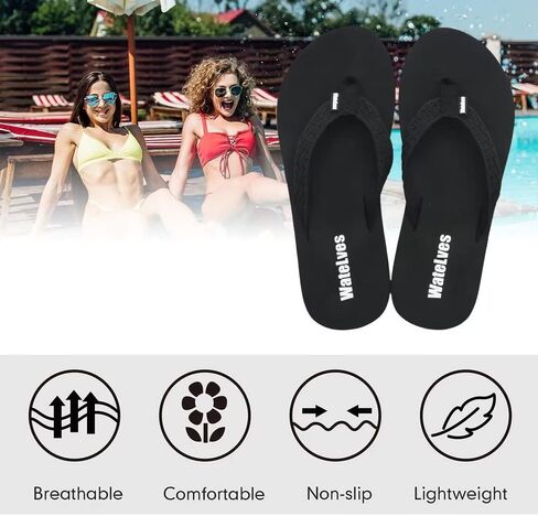 WateLves Womens-Flip-Flops-Thong-Sandals-Beach-Shoes Light and Comfortable for Vacation Walking-Bathroom-Pool in Kuwait