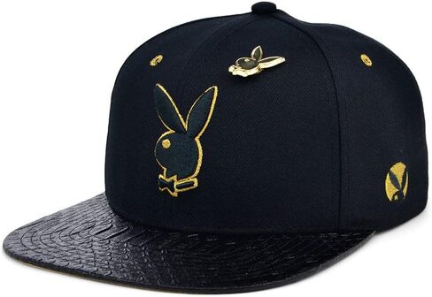 قبعة Rush Flat Bill القابلة للتعديل من PlayBoy للجنسين للبالغين، أسود/ذهبي، مقاس واحد in Kuwait