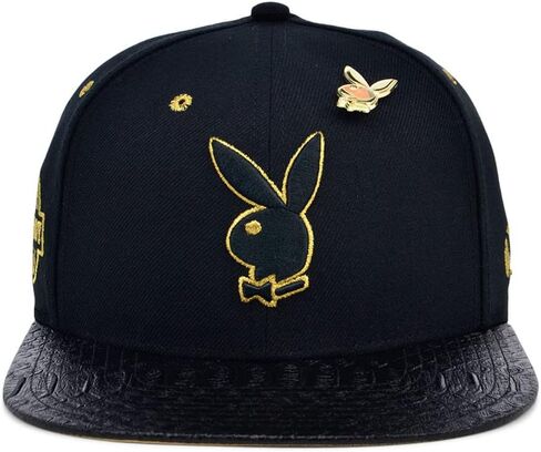 قبعة Rush Flat Bill القابلة للتعديل من PlayBoy للجنسين للبالغين، أسود/ذهبي، مقاس واحد in Kuwait