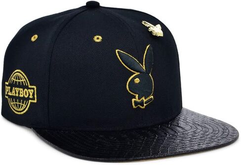 قبعة Rush Flat Bill القابلة للتعديل من PlayBoy للجنسين للبالغين، أسود/ذهبي، مقاس واحد in Kuwait