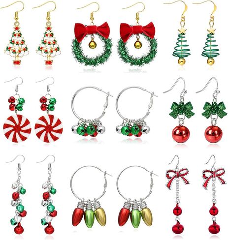 20 Pairs Christmas Stud Earrings for Girls Christmas Earrings for Women Cute Holiday Earrings Christmas Tree Bow Santa Elk Snowman Candy Stud Earrings Set Christmas Jewelry Gifts for Holiday in Kuwait