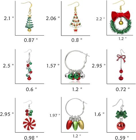 20 Pairs Christmas Stud Earrings for Girls Christmas Earrings for Women Cute Holiday Earrings Christmas Tree Bow Santa Elk Snowman Candy Stud Earrings Set Christmas Jewelry Gifts for Holiday in Kuwait