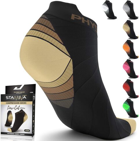 جوارب Physix Gear Sport منخفضة القطع للرجال والنساء - جوارب جري ضاغطة للكاحل مع دعم للقوس in Kuwait