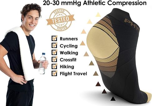 جوارب Physix Gear Sport منخفضة القطع للرجال والنساء - جوارب جري ضاغطة للكاحل مع دعم للقوس in Kuwait