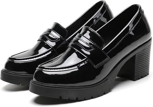 أحذية بدون كعب عصرية للنساء، أحذية بدون كعب من الجلد اللامع، أحذية بدون كعب بمنصة سوداء، أحذية أوكسفورد بكعب متوسط ​​عتيق، أحذية بمقاسات كبيرة in Kuwait