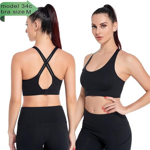 PRETTYWELL حمالات صدر رياضية مصبوبة للنساء، حمالة صدر رياضية متقاطعة الظهر، حمالات صدر مريحة خالية من الأسلاك من A إلى D، حمالة صدر للتمرين متوسطة التأثير in Kuwait