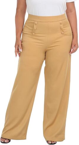 HDE Womens High Waisted Dress Pants Long Wide Leg Palazzo Trouser Tall S-Plus in Saudi Arabia