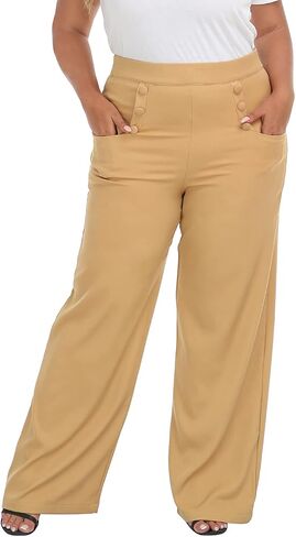 HDE Womens High Waisted Dress Pants Long Wide Leg Palazzo Trouser Tall S-Plus in Saudi Arabia