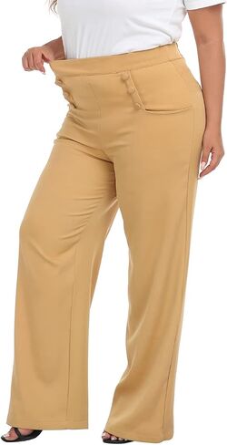 HDE Womens High Waisted Dress Pants Long Wide Leg Palazzo Trouser Tall S-Plus in Saudi Arabia