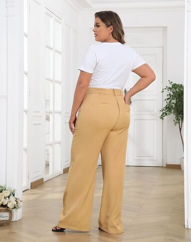 HDE Womens High Waisted Dress Pants Long Wide Leg Palazzo Trouser Tall S-Plus in Saudi Arabia