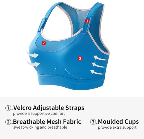 Baetty Sports Bras for Women High Support Large Bust, Running Racerback Bras for Women High Impact S-2XL (5993) in Kuwait