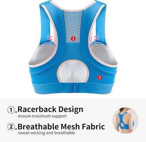 Baetty Sports Bras for Women High Support Large Bust, Running Racerback Bras for Women High Impact S-2XL (5993) in Kuwait